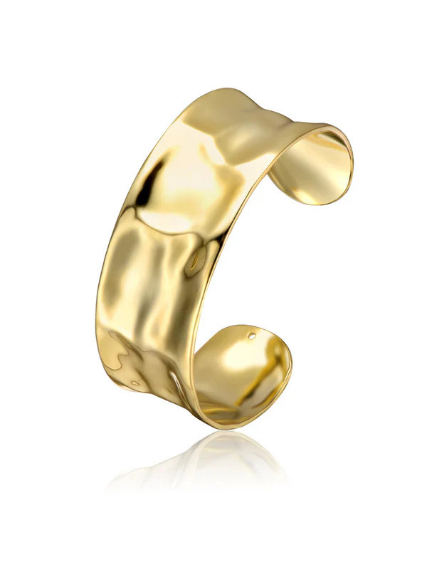 14k Gold Plated Hammered Finish Bangle Bracelet Cuff | Shop Simon