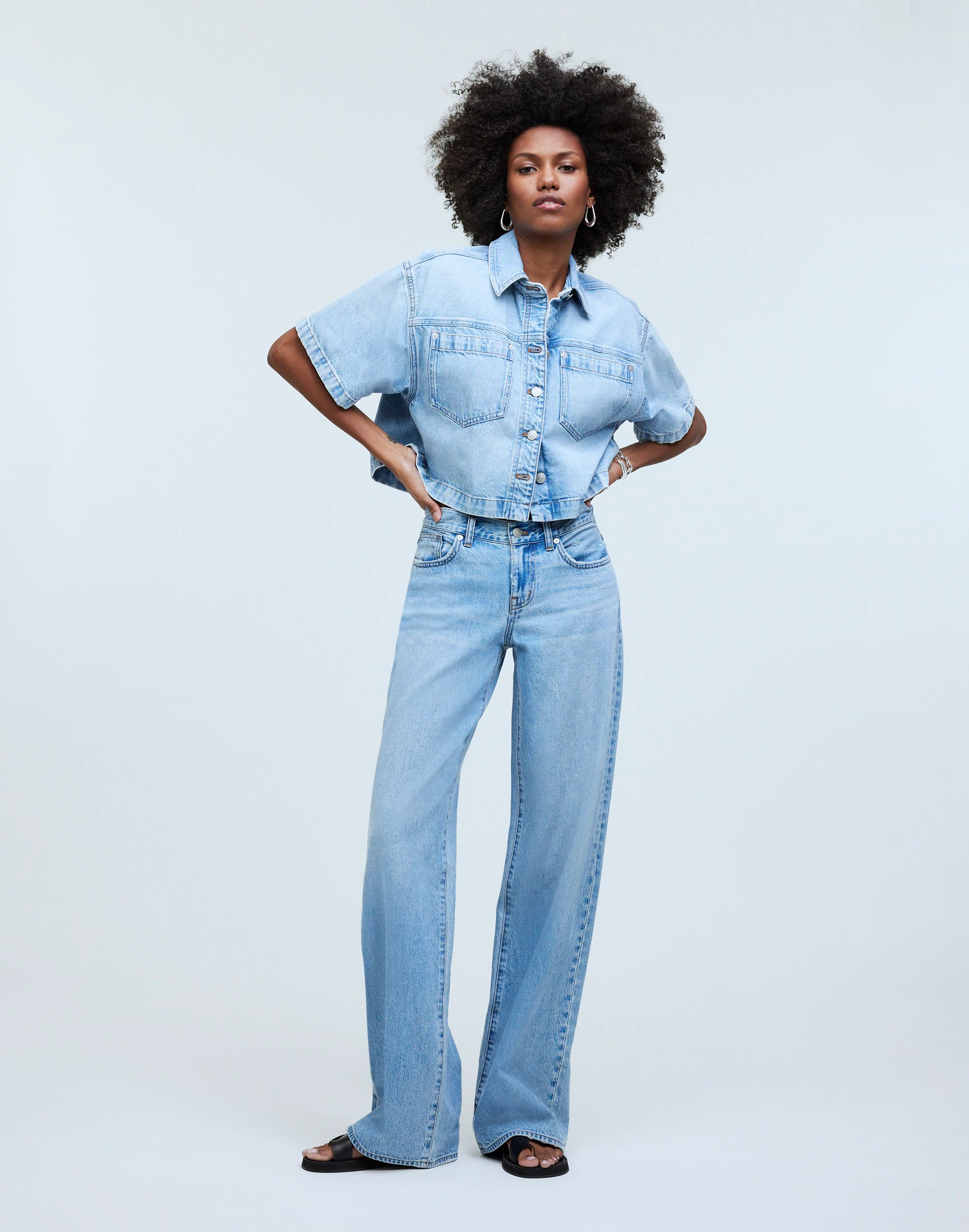 Denim Short-Sleeve Shirt-Jacket in Ahern Wash | Madewell