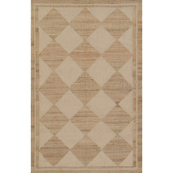 Orchard Block Ivory (ORC-5) Jute/Wool Handwoven Checkered Area Rug | Rugs Direct
