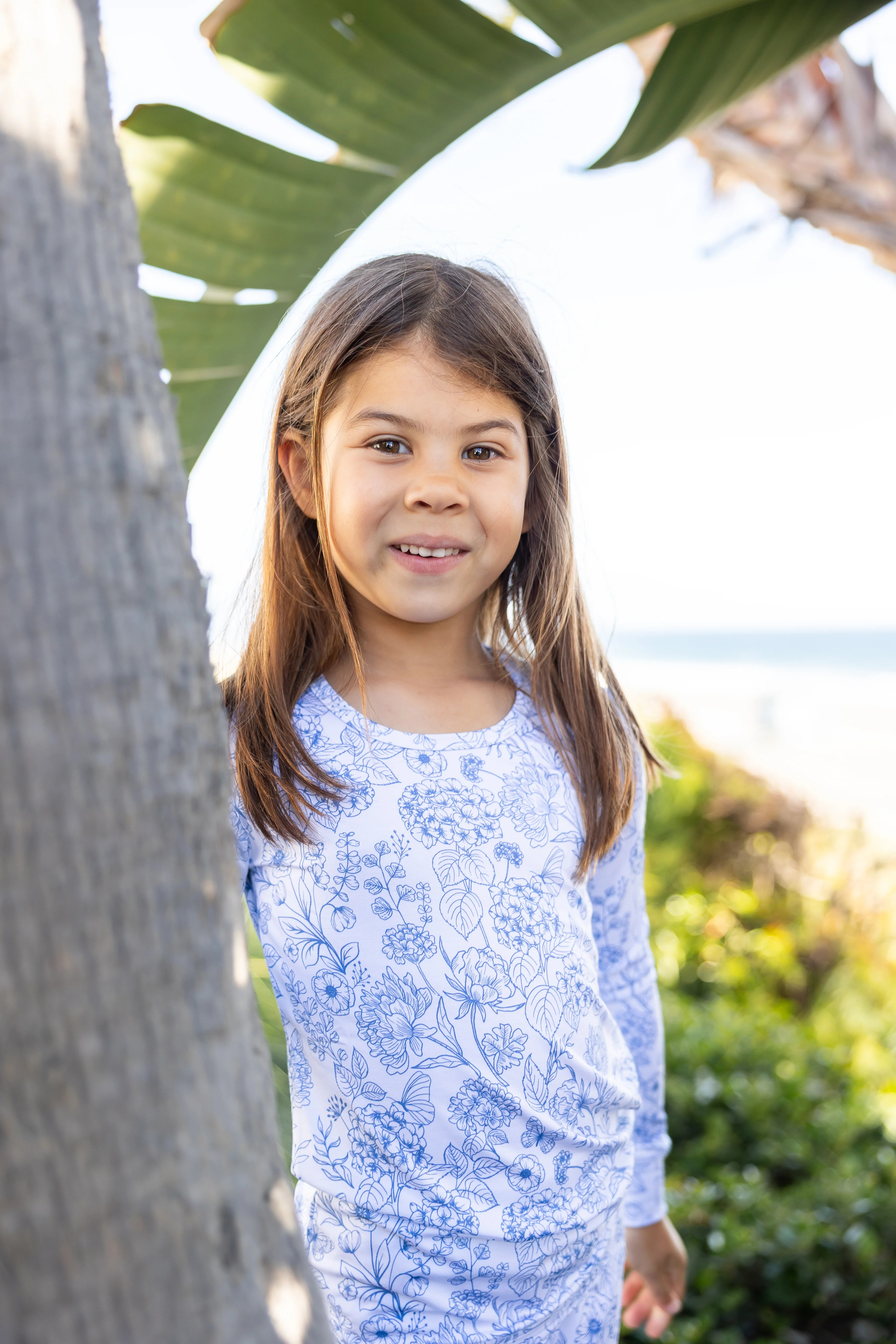 Botanical Collection | Big Kids Two-Piece Bamboo Pajamas - Infinity Blue | Shae and Palmer