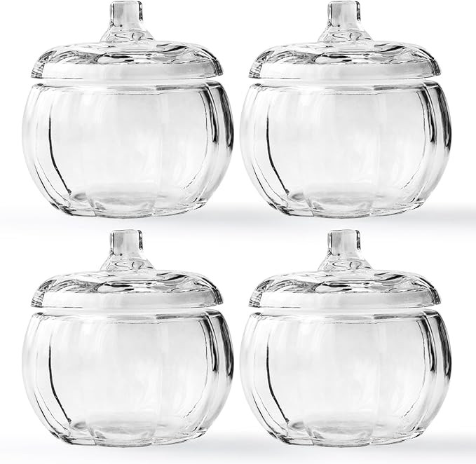 Pumpkin Candle Jar for Making Candles, 4PCS Clear Glass Candle Jars with Lids, Small Candle Conta... | Amazon (US)