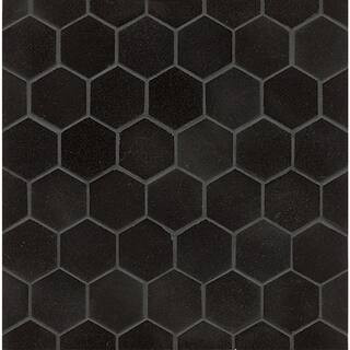 Absolute Black Hexagon 11 in. x 12 in. Polished Absolute Black Granite Mosaic Tile (5 sq. ft./Car... | The Home Depot