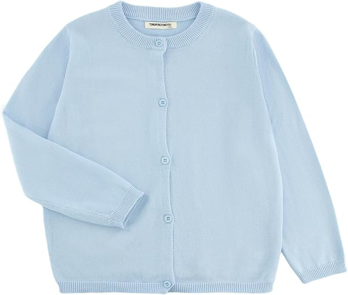 Girl's Sweater Cotton Crew Knit Neck Long Sleeve Uniform，Cotton Cardigan Sweaters. | Amazon (US)