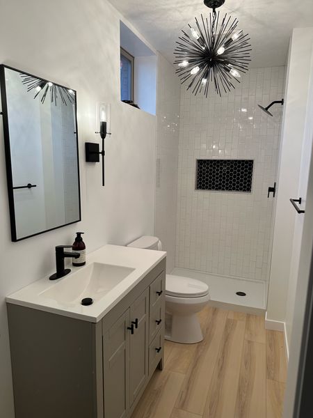 Bathroom cabinet, basement bathroom, bathroom lighting