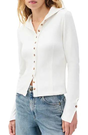 rag & bone Rib Button-Up Cardigan in Ivory at Nordstrom Rack, Size Large | Nordstrom Rack