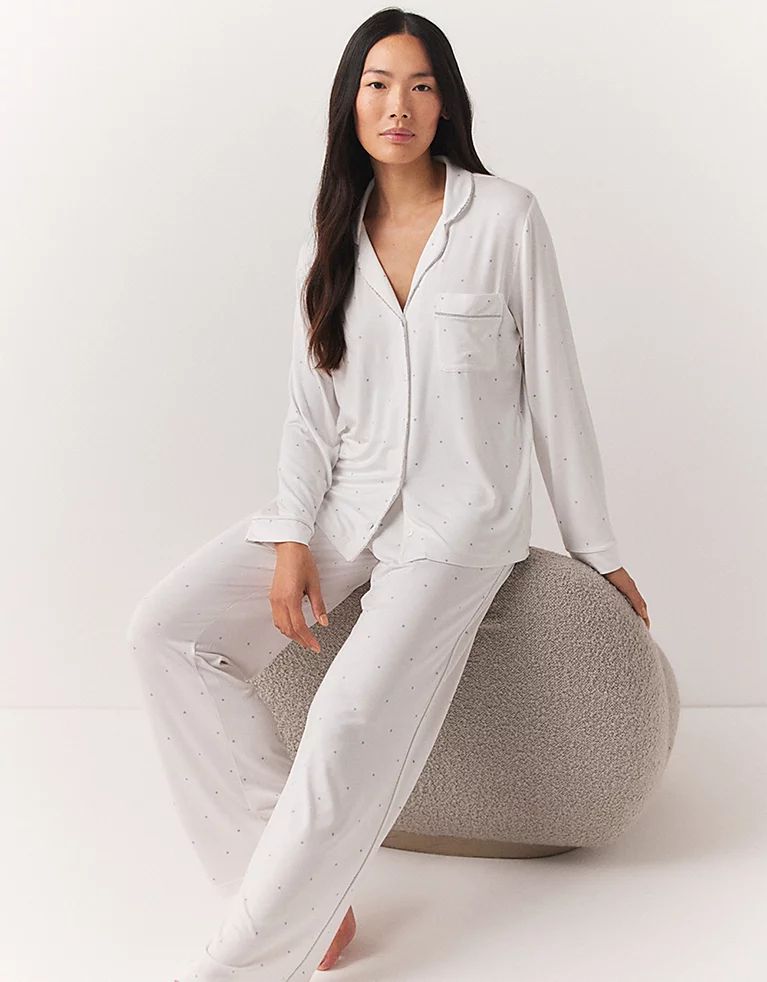 Jersey Piped Printed Classic Pyjama Set | The White Company (UK)