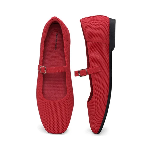 Ascenelle Women's Mary Jane Flats with Buckle Strap Knit Edition | Dream Pairs