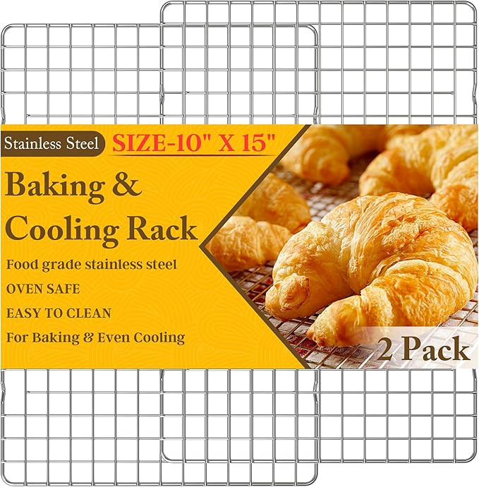 2PCS Cooling Racks for Cooking and Baking - 10" x 15"Heavy Duty Stainless Steel Wire Rack for Bak... | Amazon (US)
