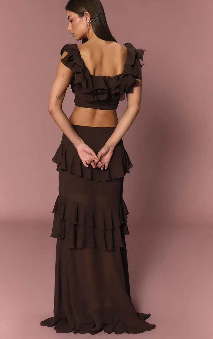 Skirts | Chiffon Ruffle Maxi Skirt | PrettyLittleThing | PrettyLittleThing UK