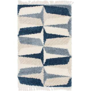 Unique Loom Hygge Shag Balanced Blue 4 ft. x 6 ft. Area Rug 3144082 | The Home Depot
