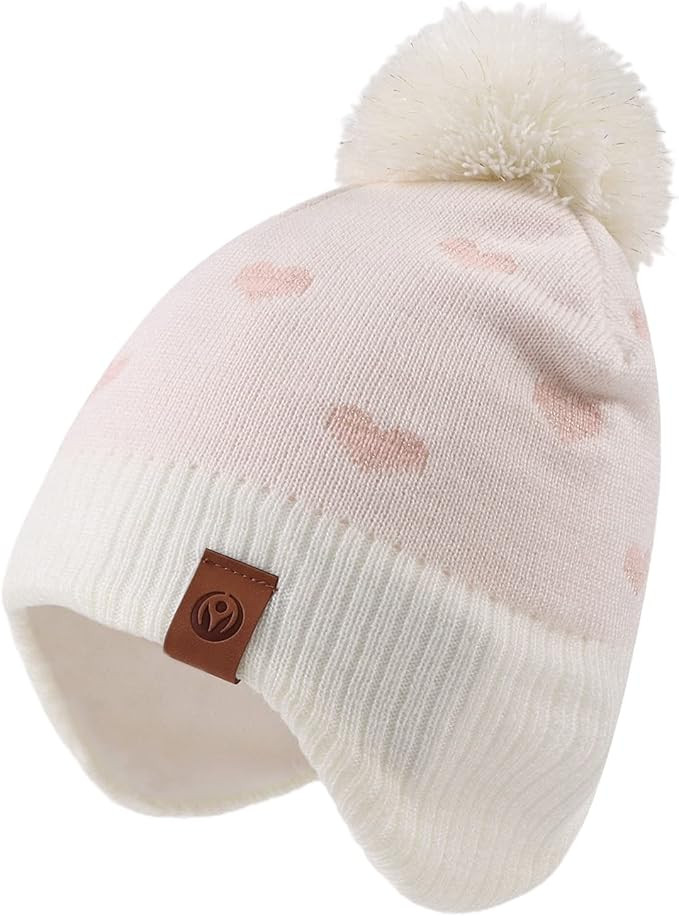 Knitted Baby Hat Scarf Set Winter Warm Boys Girls Beanie Fleece Lining Toddler Kids Hat with Pomp... | Amazon (US)