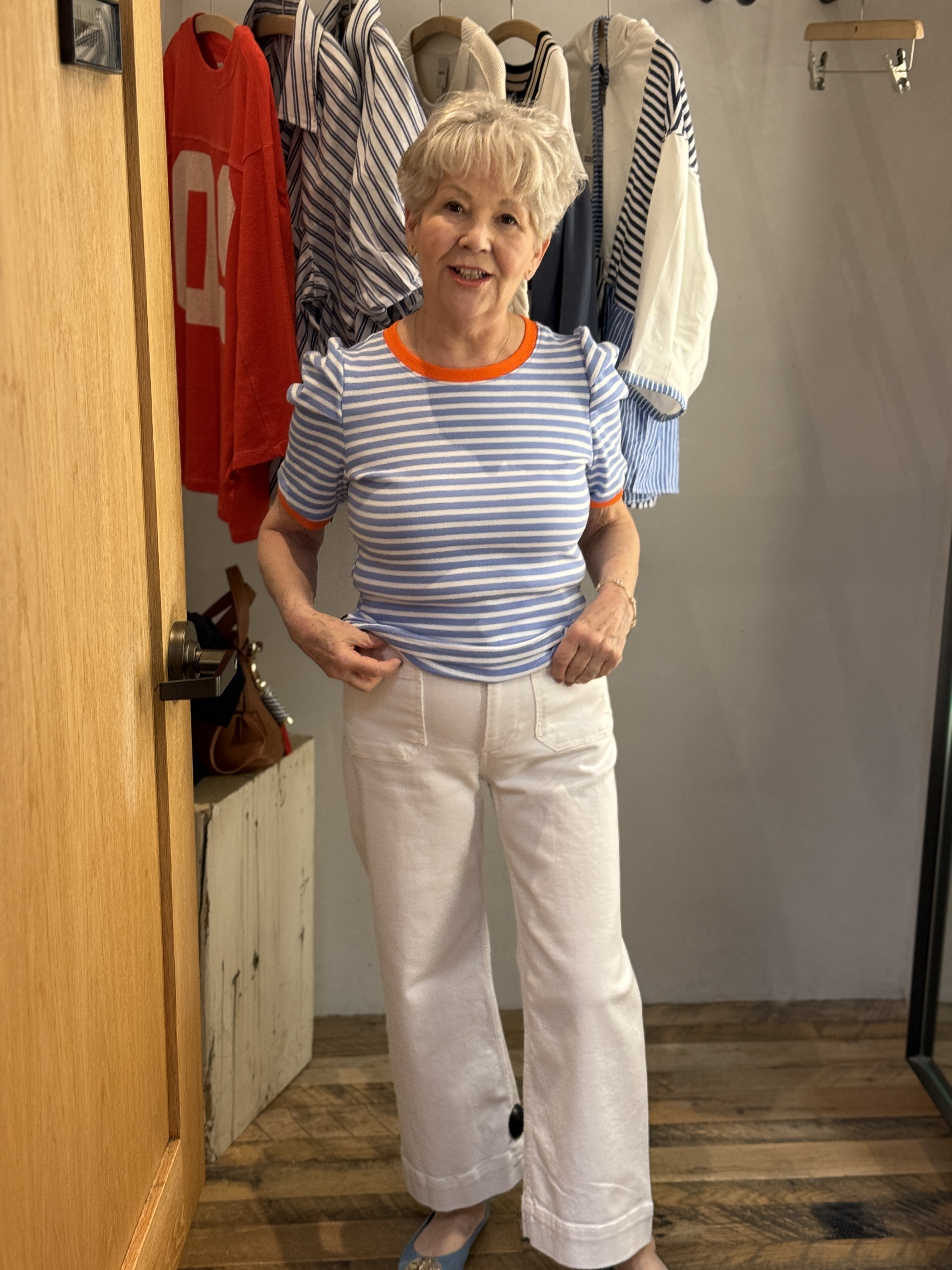 Mimi is wearing a size 2 petite in the white jeans and a size small in the Maeve striped puffy sleeve top.



#LTKWatchNow #LTKPetite #LTKSeasonal