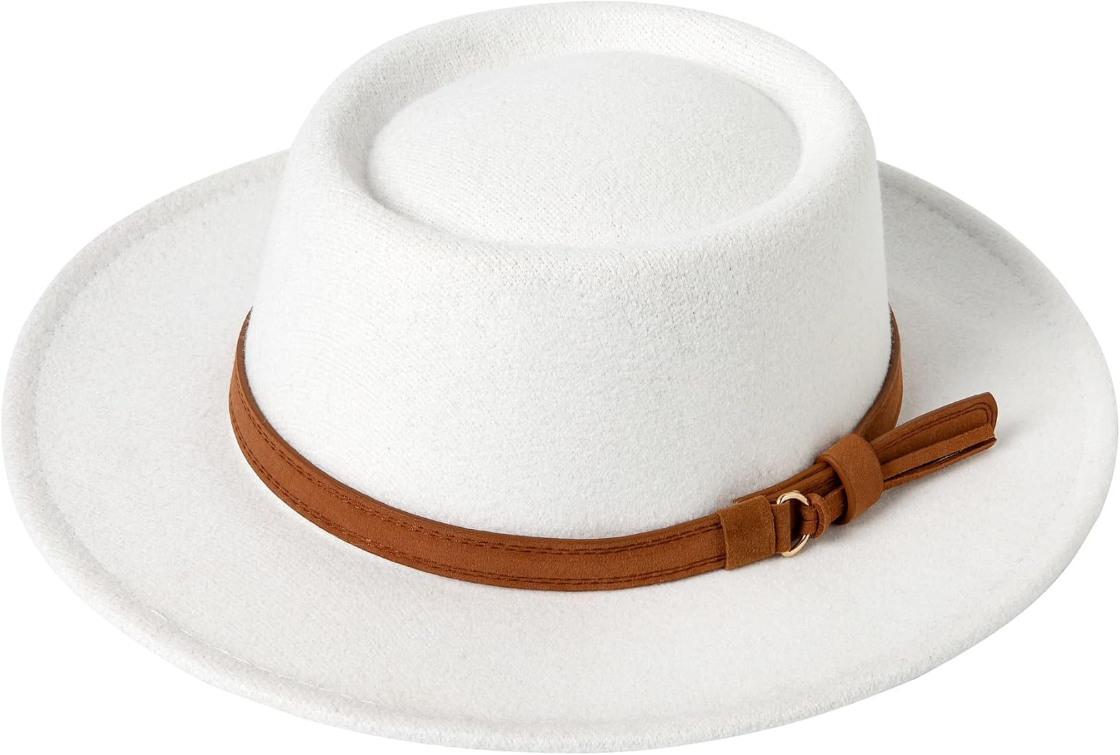 Lanzom Women Vintage Wide Brim Warm Wool Fedora Hat Belt Panama Hat Felt Jazz Hat | Amazon (US)
