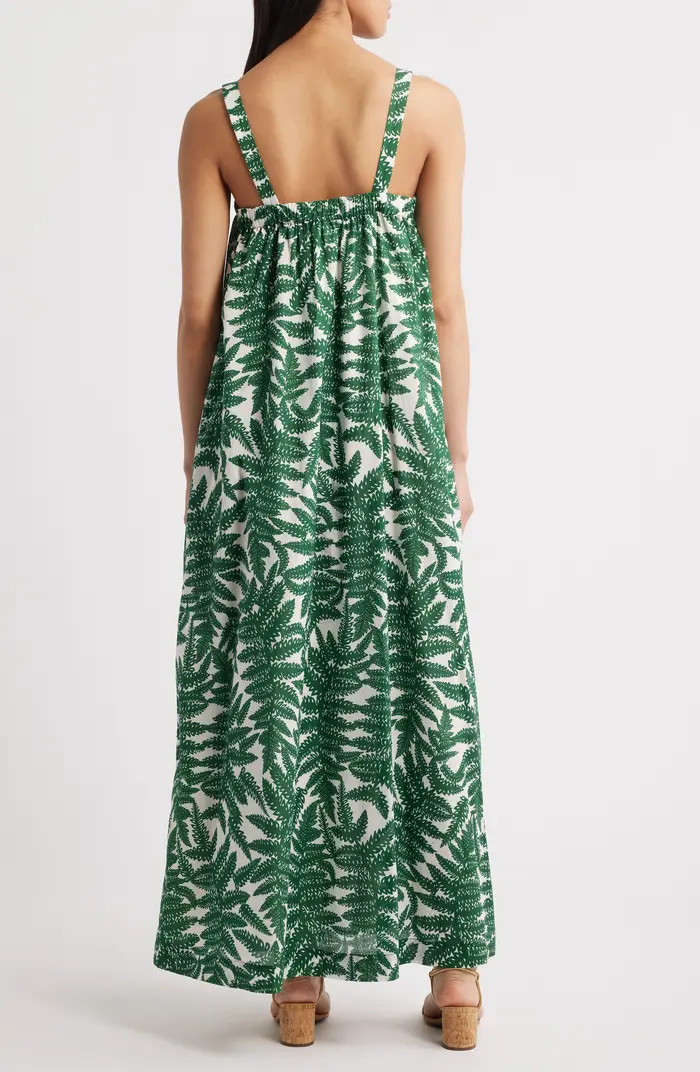 Du Paradis Mimosa Sun Leaf Print Cotton Maxi Dress | Nordstrom | Nordstrom