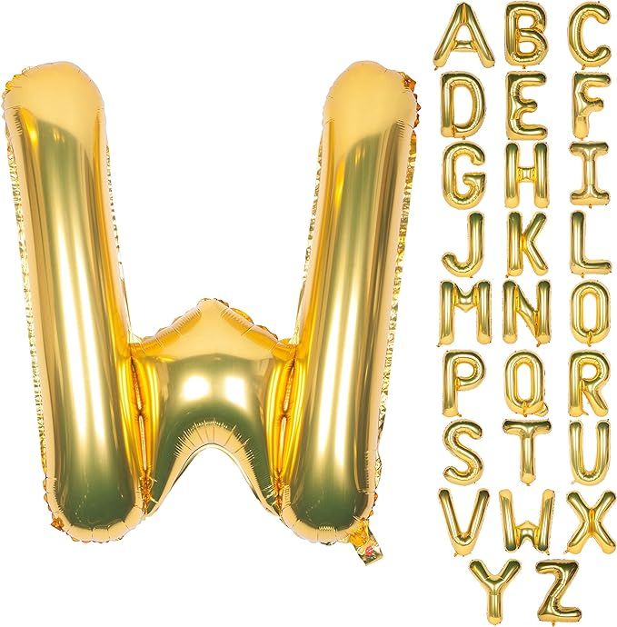 Letter Balloons 40 Inch Giant Jumbo Helium Foil Mylar for Party Decorations Gold W | Amazon (US)