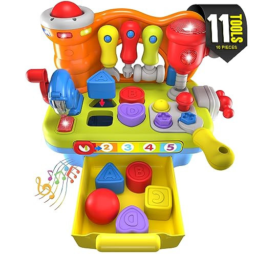 Toys for 1 Year Old Boy Birthday Gifts for Baby Boy Toy, Musical Learning Workbench Toy for Boys Kids Construction Work Bench Building Tools Sound Lights Engineering Pretend Play One Year Old Boy Toys | Amazon (US)