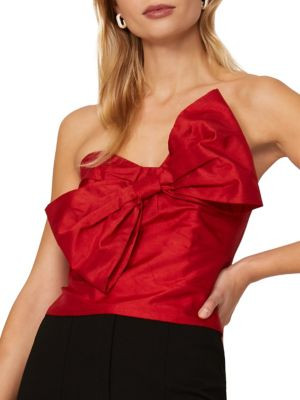 Hutch Lola Bow Satin Top on SALE | Saks OFF 5TH | Saks Fifth Avenue OFF 5TH