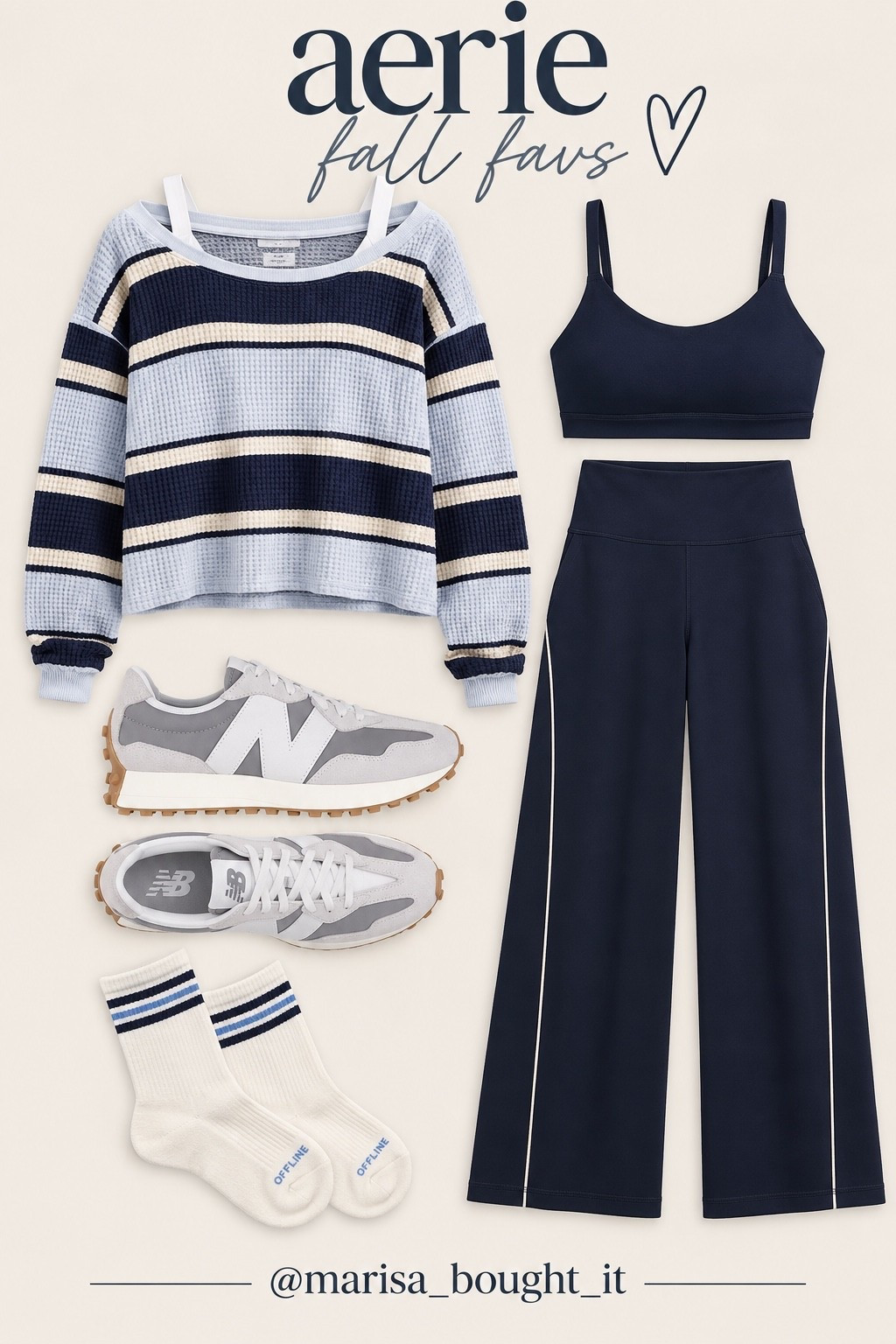 Aerie fall activewear perfection 🤍💙
The navy piping set + New Balance 327s + striped crew socks = the cutest sporty fall look. Comfy enough for everyday but still looks completely put together. Linking the full look! ✨

#LTKStyleTip #LTKActive #LTKShoeCrush #LTKFindsUnder100 #Aerie #AerieStyle #AerieOFFLINE #NewBalance327 #Athleisure #AthleisureStyle #FallOutfit #FallStyle #CasualStyle #EverydayStyle #SportyStyle #ComfyStyle #FallFashion #OOTD #NavyOutfit #NewBalance