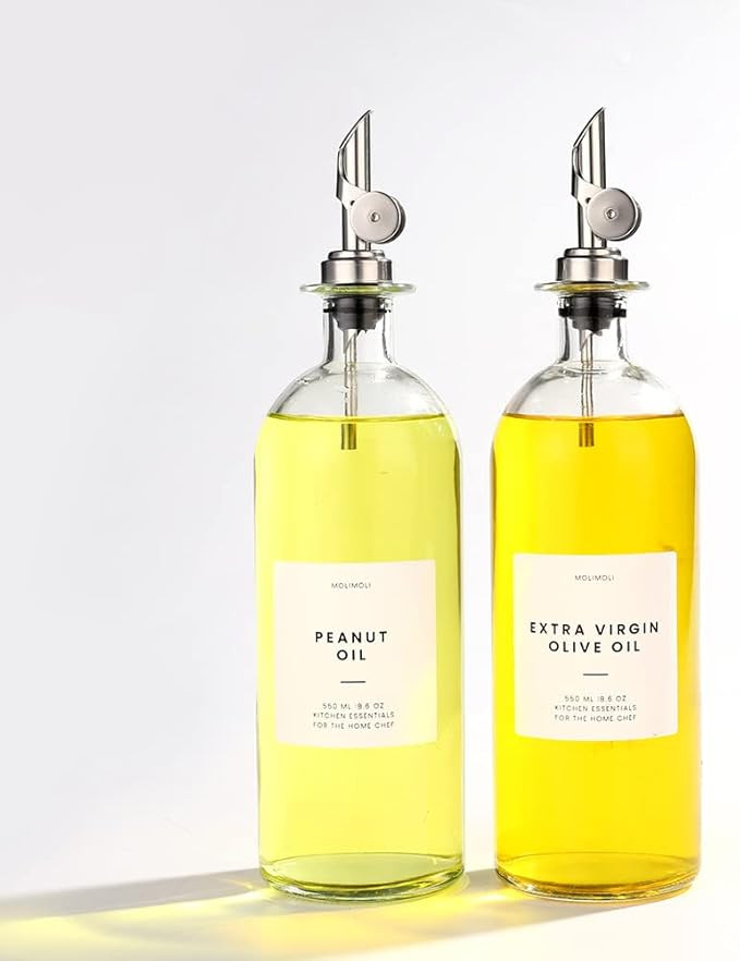 Molimoli Oil and Vinegar Dispenser with Metal Pour Spout, Weighted Pourer, Glass Bottle Dispenser... | Amazon (US)