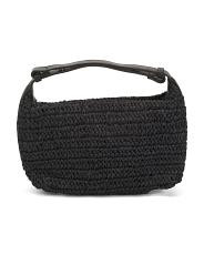 Raffia Beck Shoulder Bag With Leather Trim | TJ Maxx