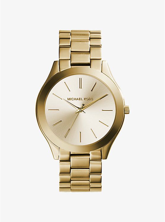 Slim Runway Gold-Tone Stainless Steel Watch | Michael Kors US