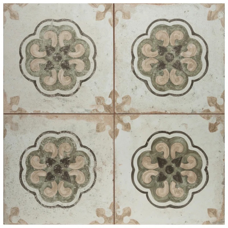 Kings Porto Flavia 17-5/8 In. X 17-5/8 In. Ceramic Patterned Wall & Floor Tile | Wayfair North America