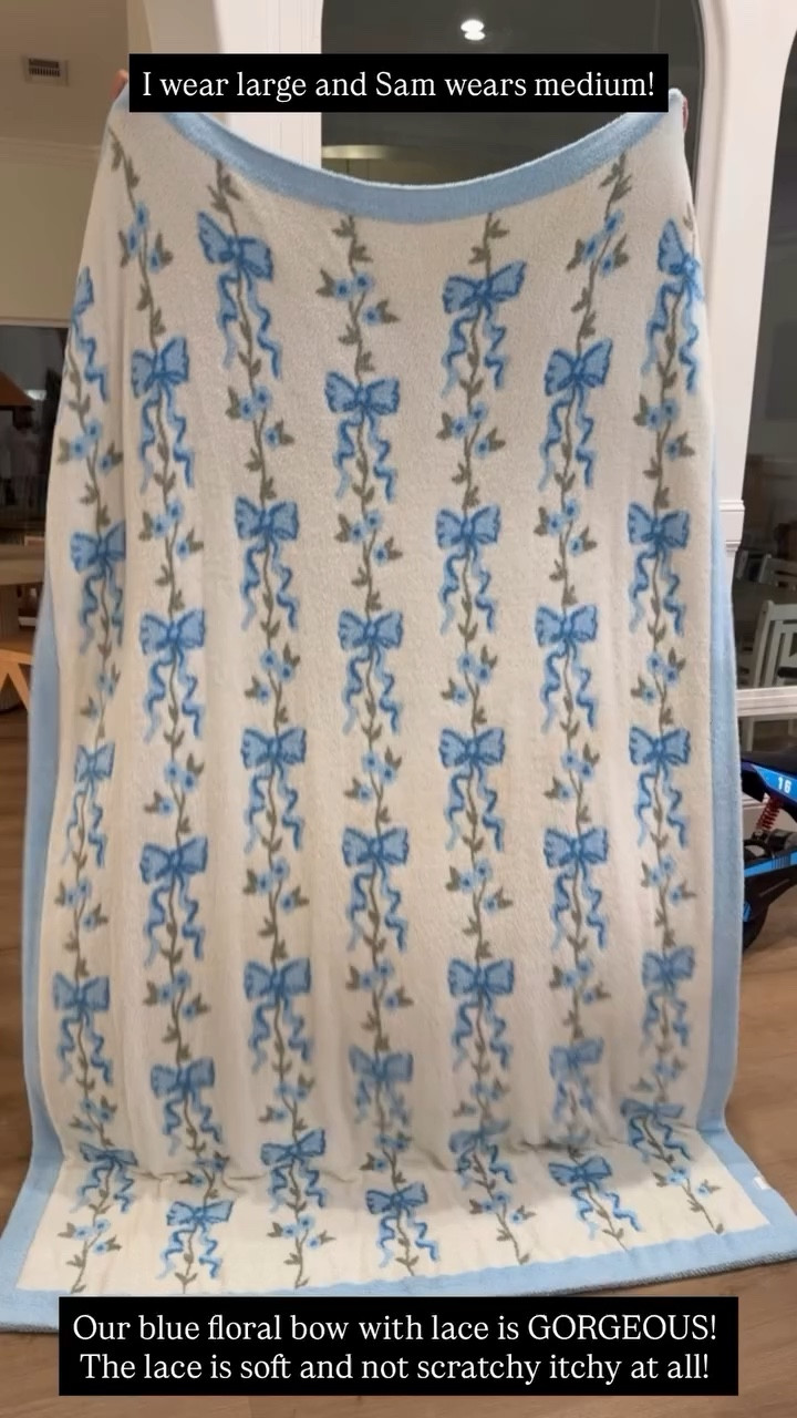 Our blue floral bow with lace is GORGEOUS! The lace is soft and not scratchy itchy at all! I wear large and Sam wears medium!