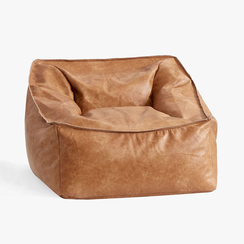 Faux Leather Caramel Modern Bean Bag Lounger | Pottery Barn Teen