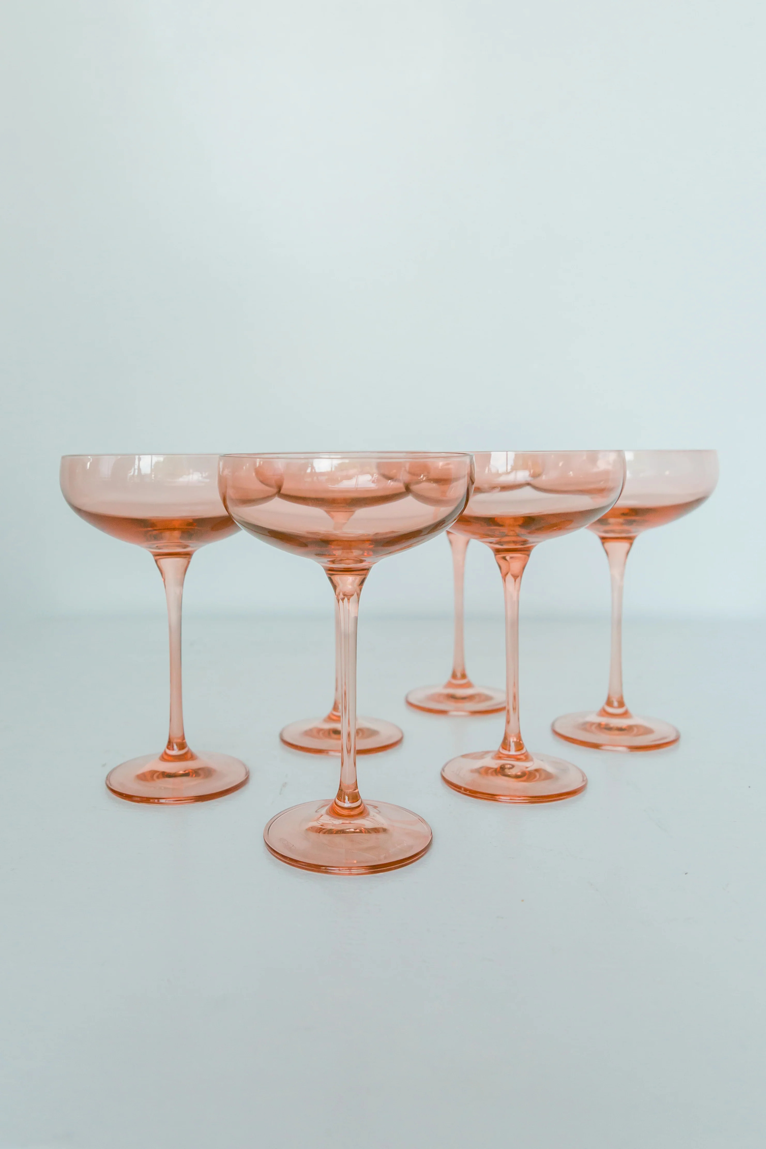 Estelle Colored Champagne Coupe Stemware - Set of 6 {Blush Pink} | Estelle Colored Glass