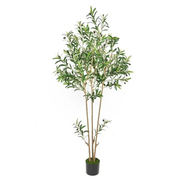 Artificial Tree in Pot, 6ft Fake Olive Tree, Faux Plants for Indoor Outdoor Home Decor, Tall and ... | Walmart (US)