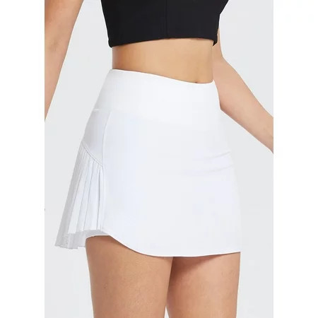 BALEAF Women s Pleated Tennis Skirts with Shorts Pockets High Waisted Golf Skorts White Medium | Walmart (US)
