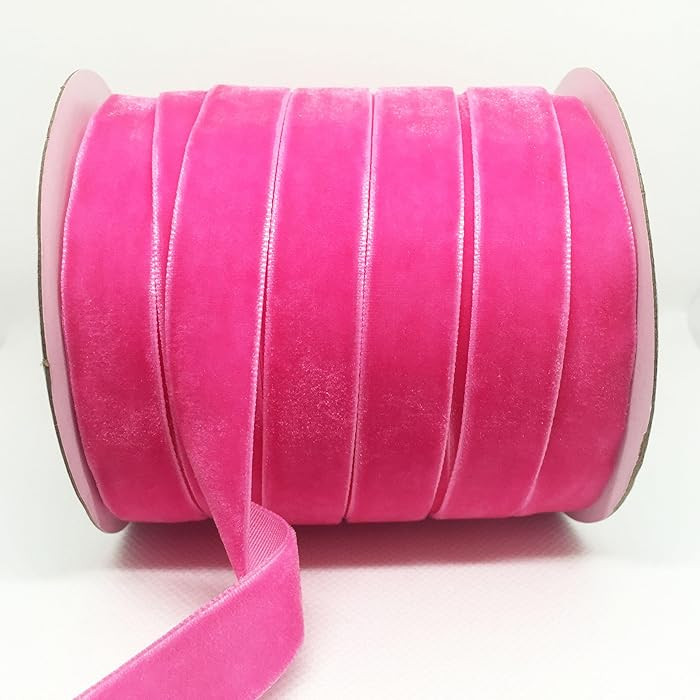 30 Yards Vintage Hot Pink Velvet Ribbon 5/8 Inch Wide Spool for Gift Wrapping DIY Crafts Hair Bow... | Amazon (US)