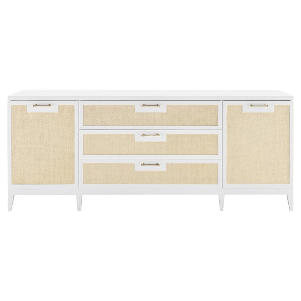 Astor Coastal Beach Vanilla Wood Woven Grasscloth Media Cabinet - 72 | Kathy Kuo Home
