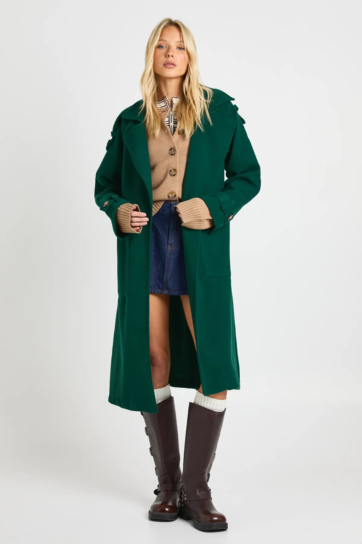 Wool Look Belted Coat | Boohoo.com (UK & IE)