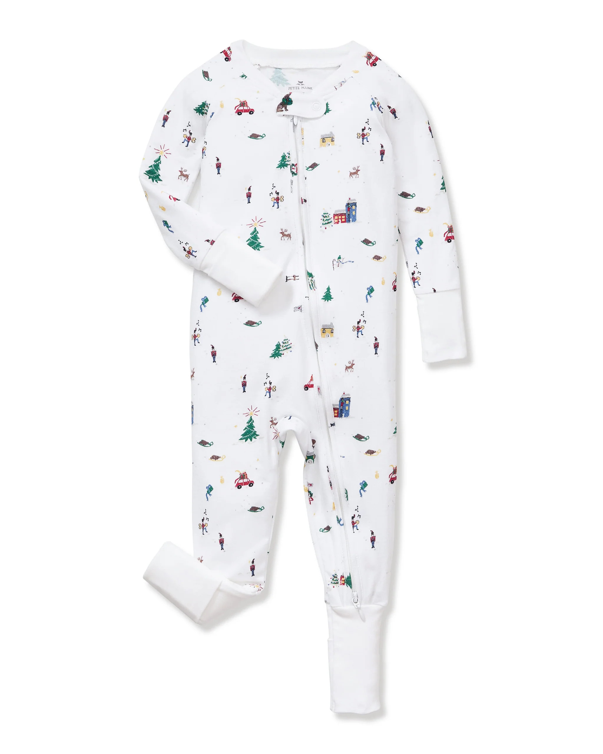 Baby's Pima Peekaboo Romper in Holiday Town | Petite Plume