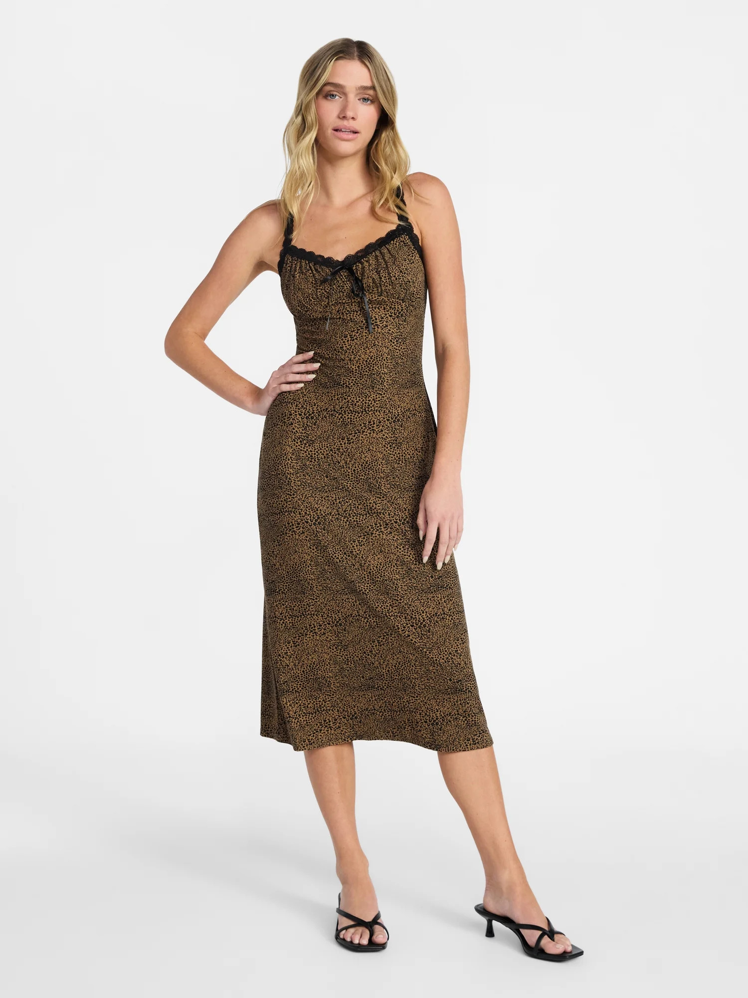 No Boundaries Lace Strap Midi Dress, Women's XXS-XXL | Walmart (US)