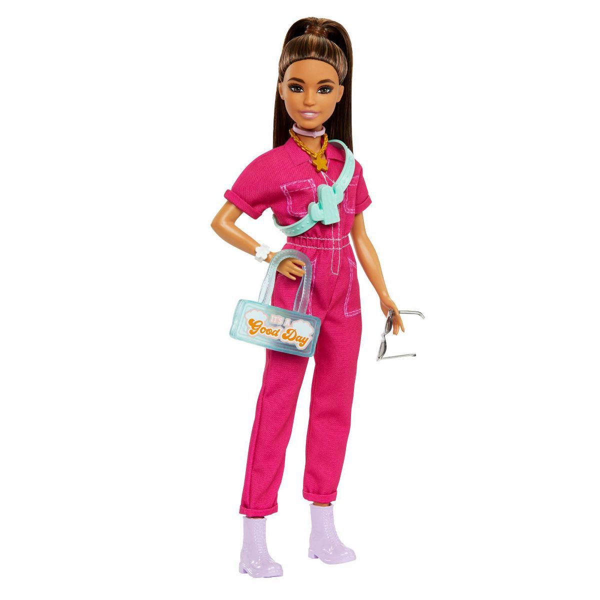 Barbie Doll in Trendy Pink Jumpsuit with Accessories and Pet Puppy | Target