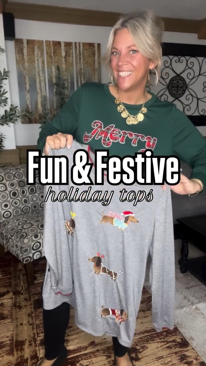 my festive tops from Bloomchic. I’m wearing the size 12 in both and I’m a 38c/190lbs/5’7.5” tall for reference. Happy shopping 🎄🤶

.
.
#casualchristmas #holidayshirts #festiveshirts

#LTKPlusSize #LTKHoliday #LTKMidsize
