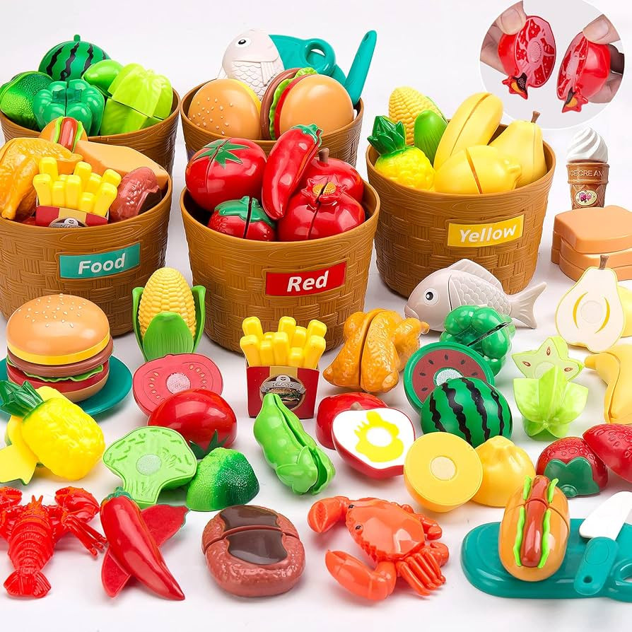 Funpynani Color Sorting Play Food Set - 70 Pieces, 3+ Ages Cutting Pretend Food Play Toys for Tod... | Amazon (US)