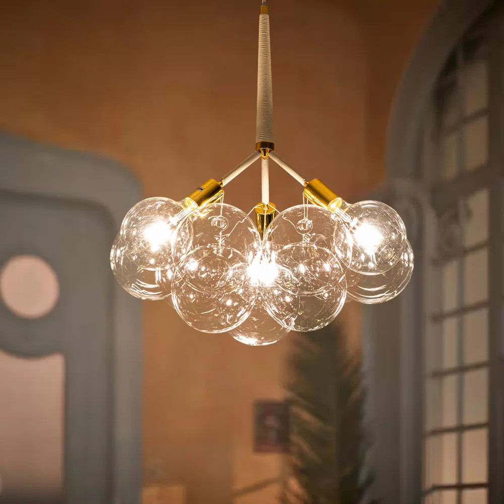 3 - Light Modern Glam Adjustable Cluster Chandelier with 9 Glass Globe | Bed Bath & Beyond