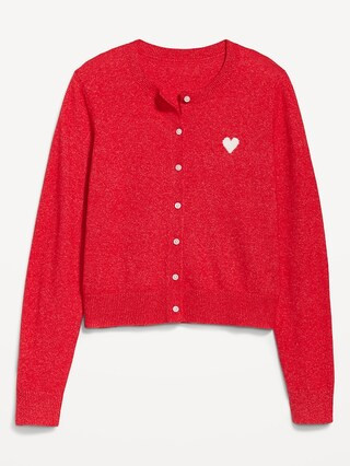 Cropped Jacquard Cozy-Knit Cardigan Sweater for Women | Old Navy (US)