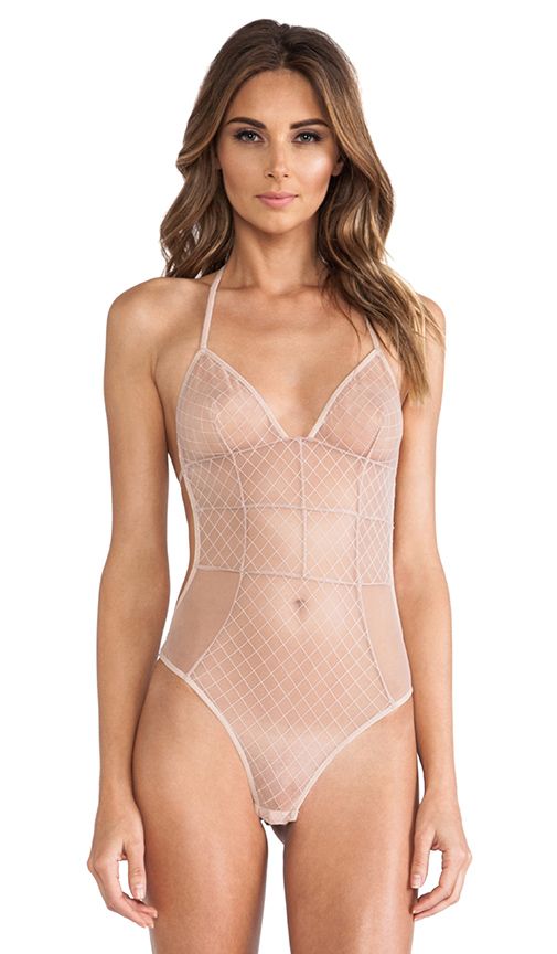 Love Haus by Beach Bunny Sheer Sexy Body Suit in Tan | Revolve Clothing (Global)