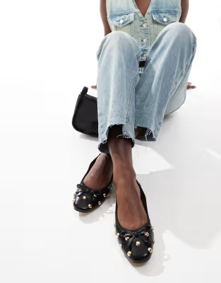 ASOS DESIGN Lullaby studded ballet flat in black | ASOS (Global)