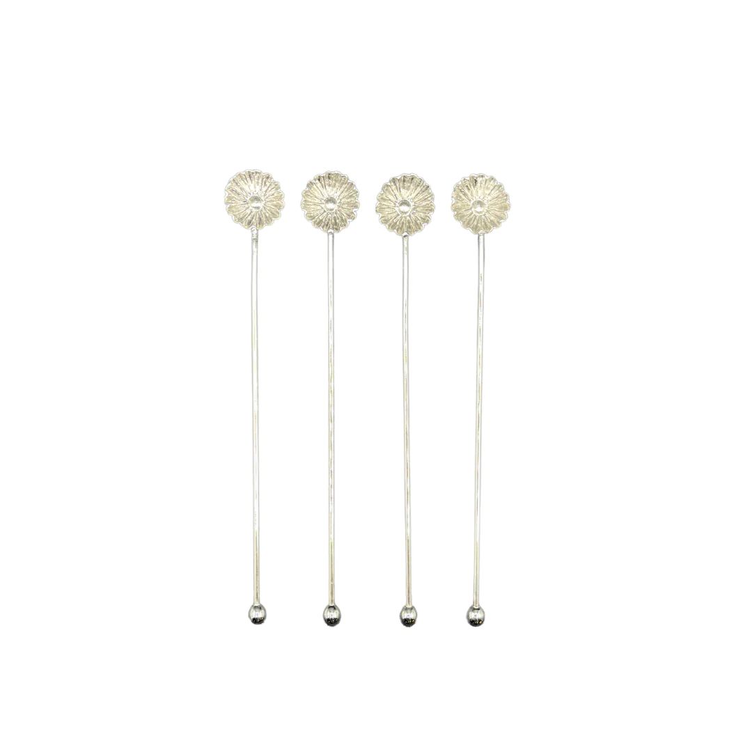 Loulou La Dune Marguerite Silver Cocktail Stirrers | Set of 4 | Christian Ladd Home