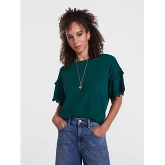 Scenario Women's Lace Trim Tee with Short Sleeves, Size XS-XXXL | Walmart (US)