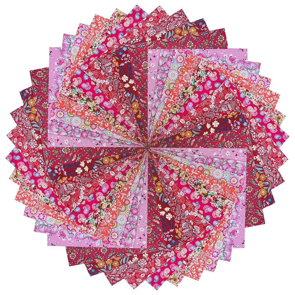 50pcs 12 x 12 inches Multicolor Cotton Fabric Bundle Squares for Quilting Sewing, Precut Fabric S... | Amazon (US)