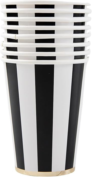Bonjour F\u00eate Black Cabana Stripe Paper Party Cups | Disposable Cups for Holidays, Halloween,... | Amazon (US)