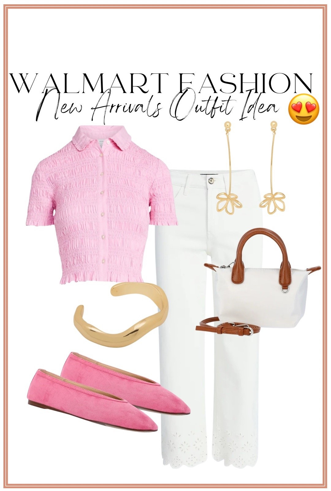 Another Walmart fashion new arrivals outfit idea and this one looks SO expensive 😍 I cannot believe this whole look is from Walmart. The smocked pink top is so flattering and feminine, and these white eyelet pants are the perfect spring and summer staple. I styled it with pink flats, gold jewelry, and this neutral handbag for a polished everyday outfit.

Walmart has seriously stepped up their fashion lately — so many pieces that look like they came from a boutique but for such a good price. These are the outfits I love for everyday wear, lunch dates, travel, church, or just feeling put together without trying too hard.

Linking this full Walmart outfit because these new arrivals are too good to miss.

#walmartfashion #walmartfinds #walmartstyle #walmartnewarrivals #springfashion #affordablefashion #outfitideas #budgetstyle #momoutfits #everydaystyle #walmartoutfit #springoutfits #classicstyle

#LTKPetite #LTKootd