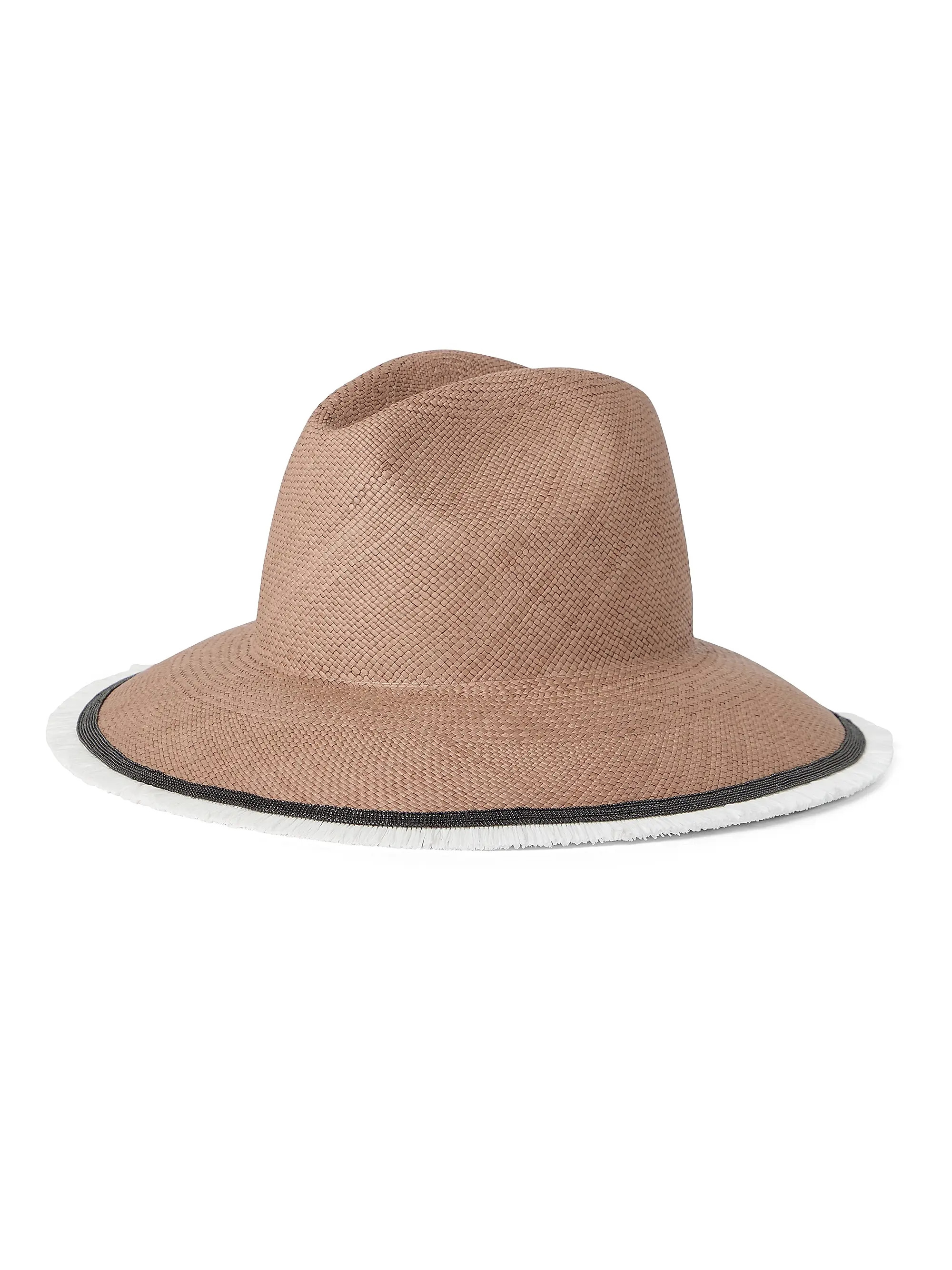 Straw Fedora with Precious Raffia Trim | Saks Fifth Avenue
