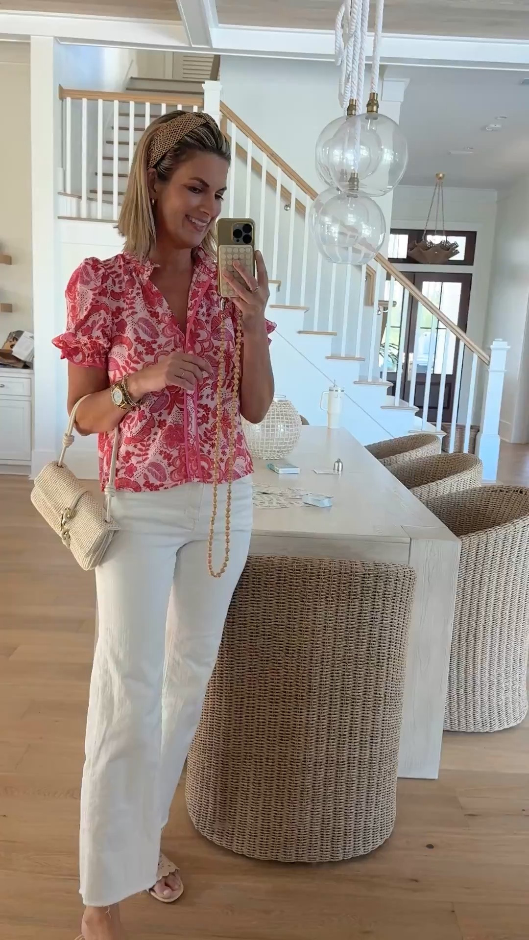 Date night outfit. Use code PINTERESTING15 for a discount on this top.  Wearing size small and 27 tall in the white jeans.

#LTKdayinmylife #LTKOver40 #LTKSeasonal